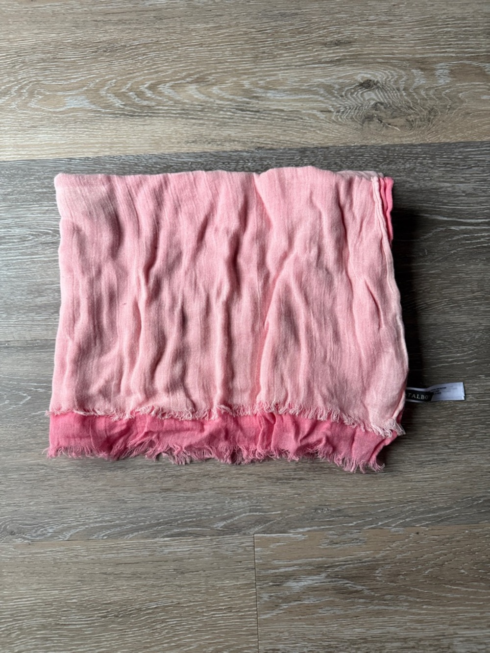 NWOT Talbots Light Pink Ombré Frayed Edge Light Linen Scarf